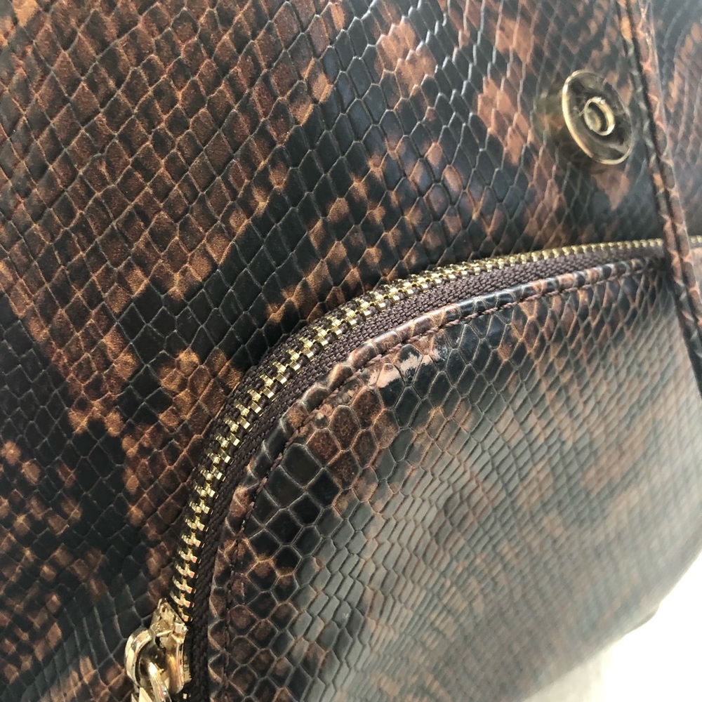 Aldo Python Snake Print Backpack Purse In Brown A… - image 6